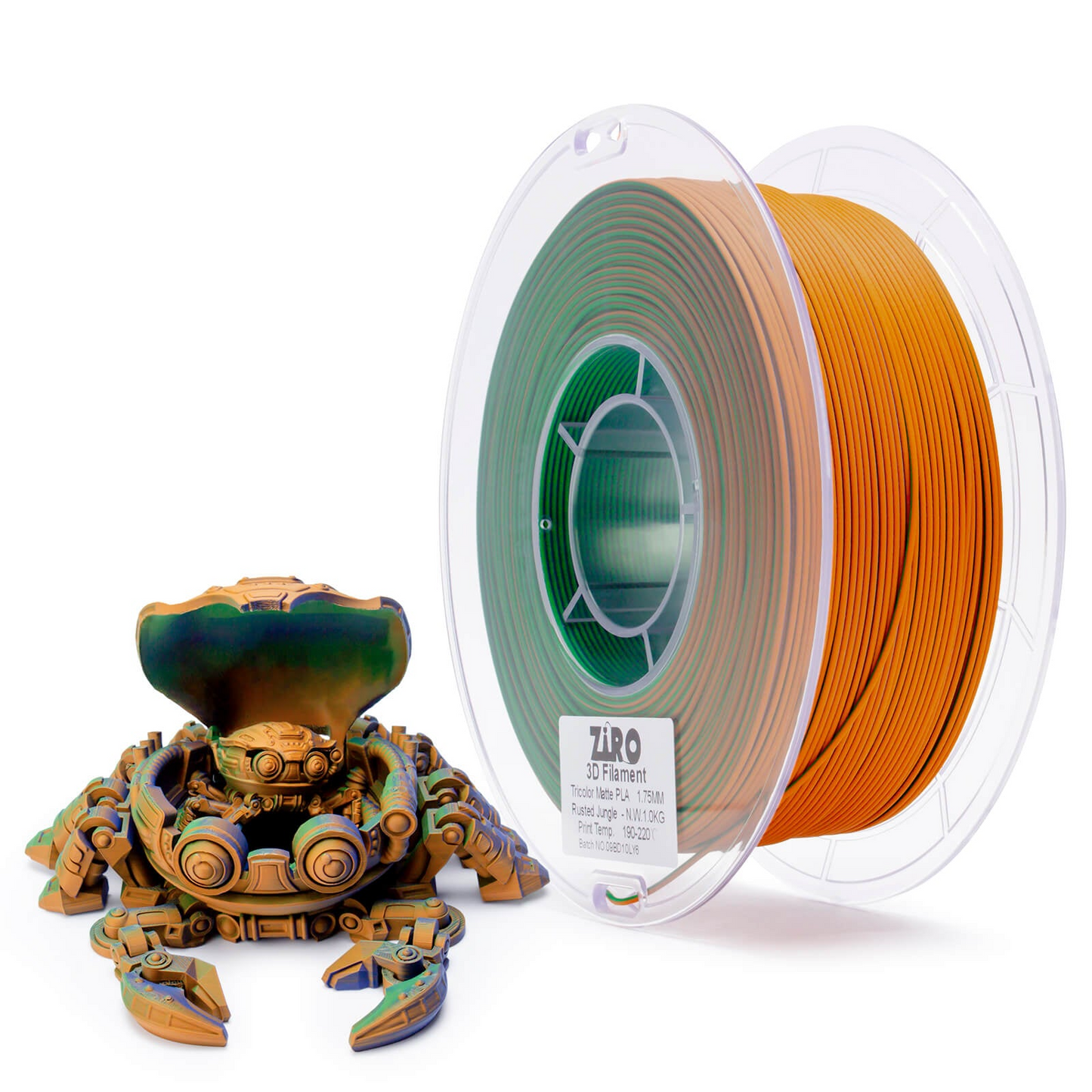 ZIRO Tri-Color Matte PLA Filament – 1.75mm, Rusted Jungle, 1kg