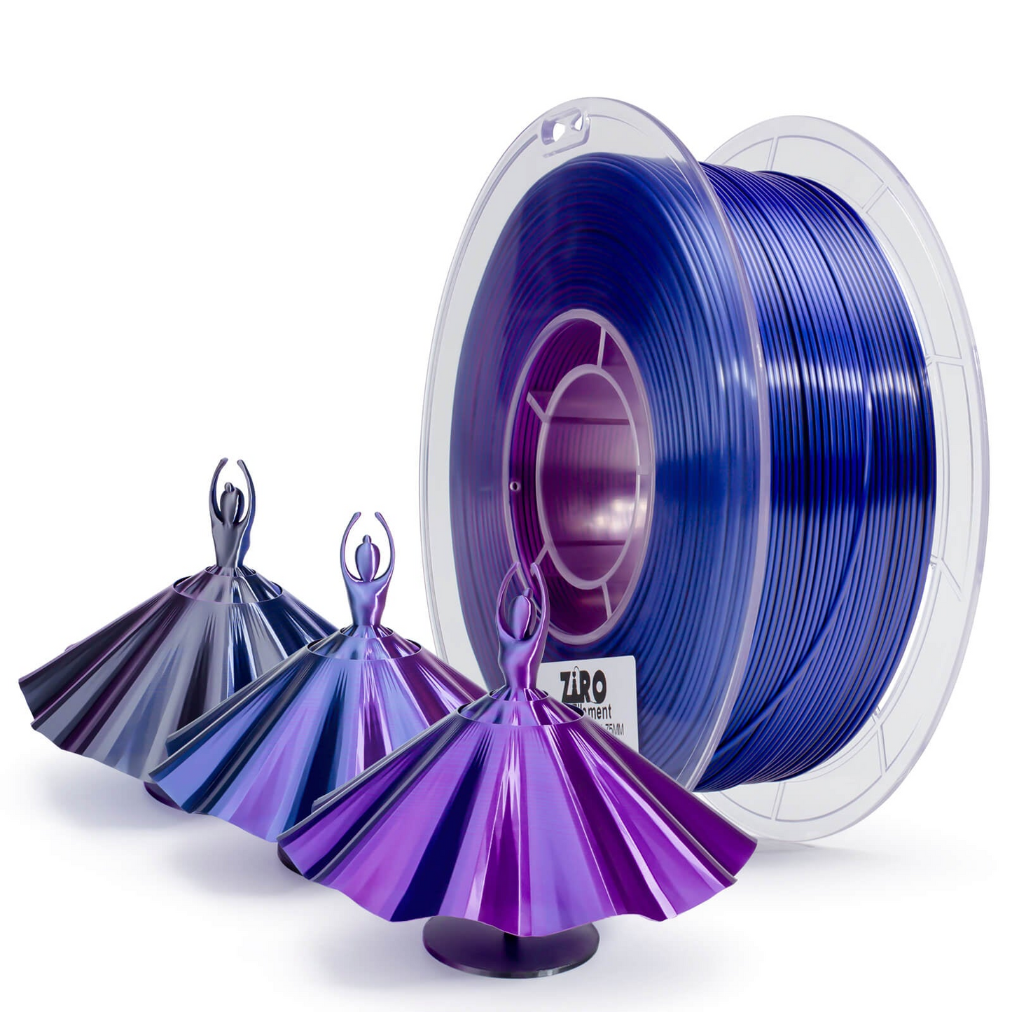 ZIRO Tri-Color Silk PLA Filament - 1.75mm, Indigo Satin, 1kg