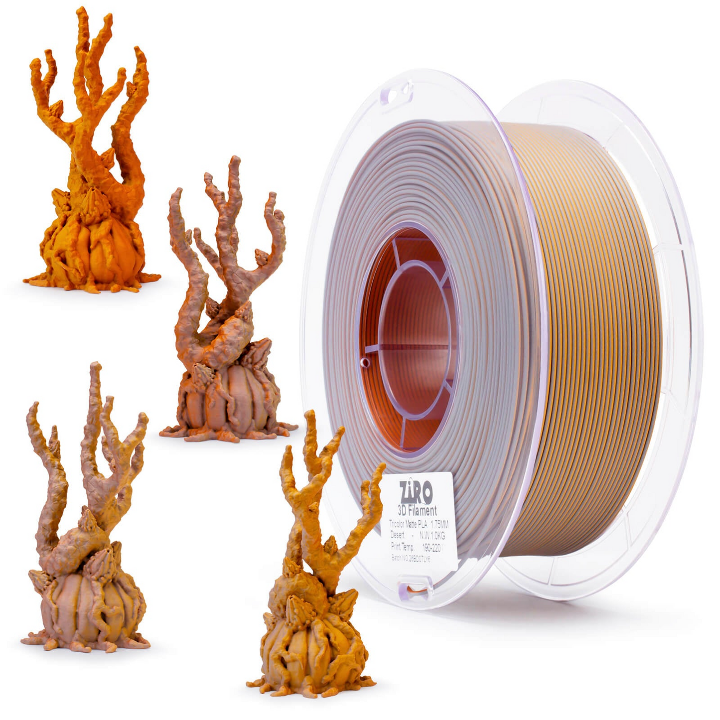 ZIRO Tri-Color Matte PLA Filament – 1.75mm, Desert, 1kg
