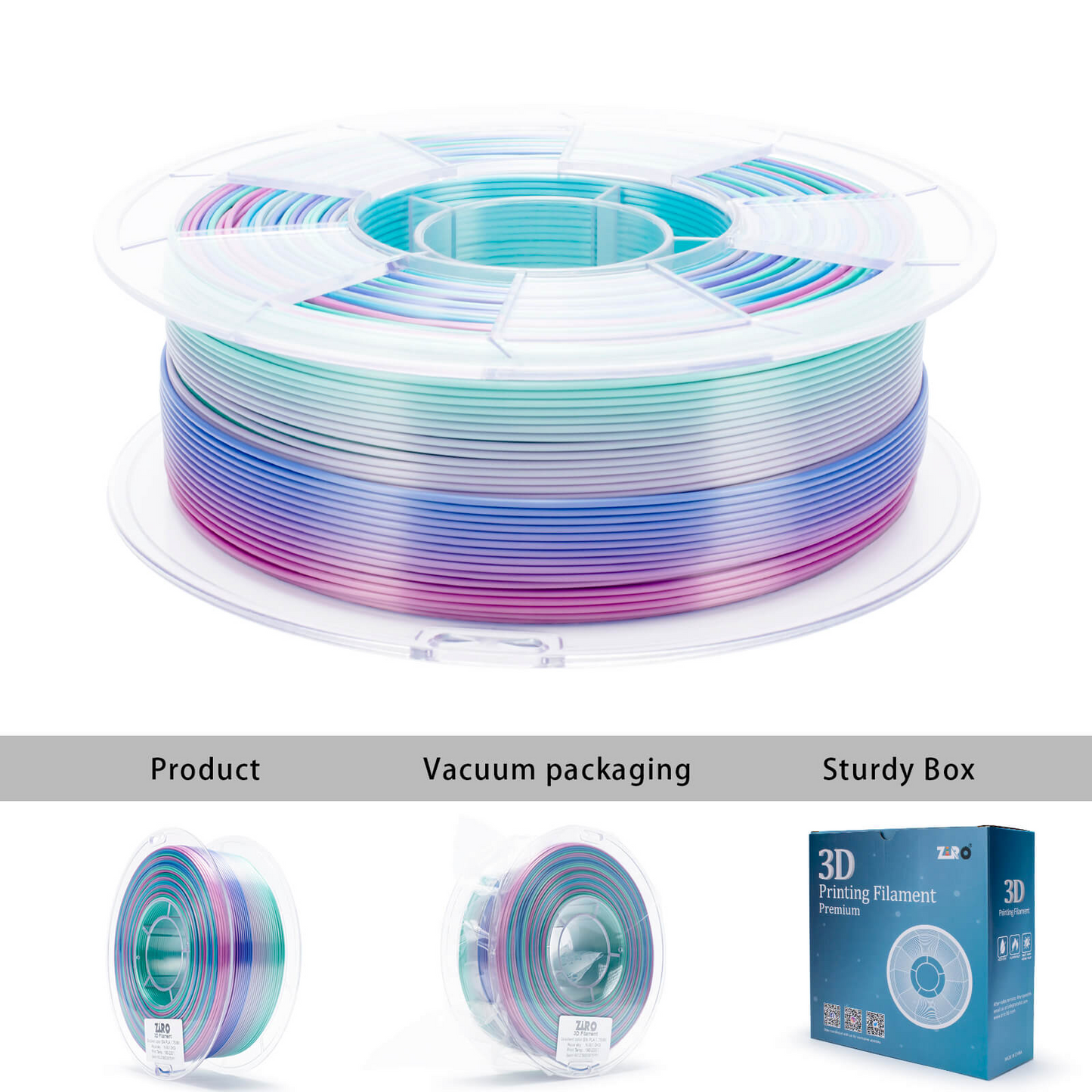 ZIRO Fast Gradient Silk PLA – Aqua Sky (1.75mm, 1kg)