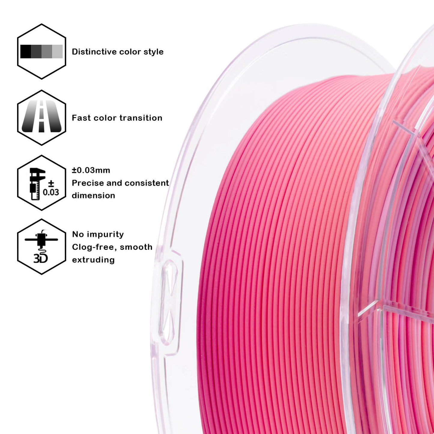ZIRO Fast Gradient Matte PLA – Pink Hydrangea (1.75mm, 1kg)