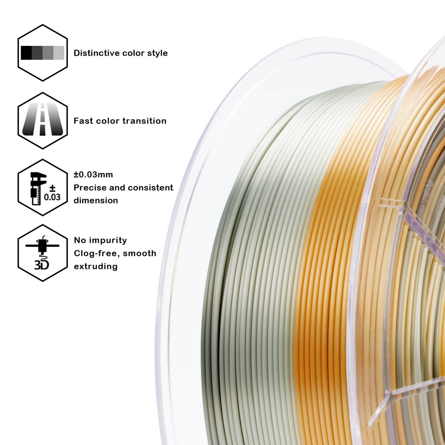 ZIRO Fast Gradient Silk PLA β Metallic Fusion (1.75mm, 1kg)