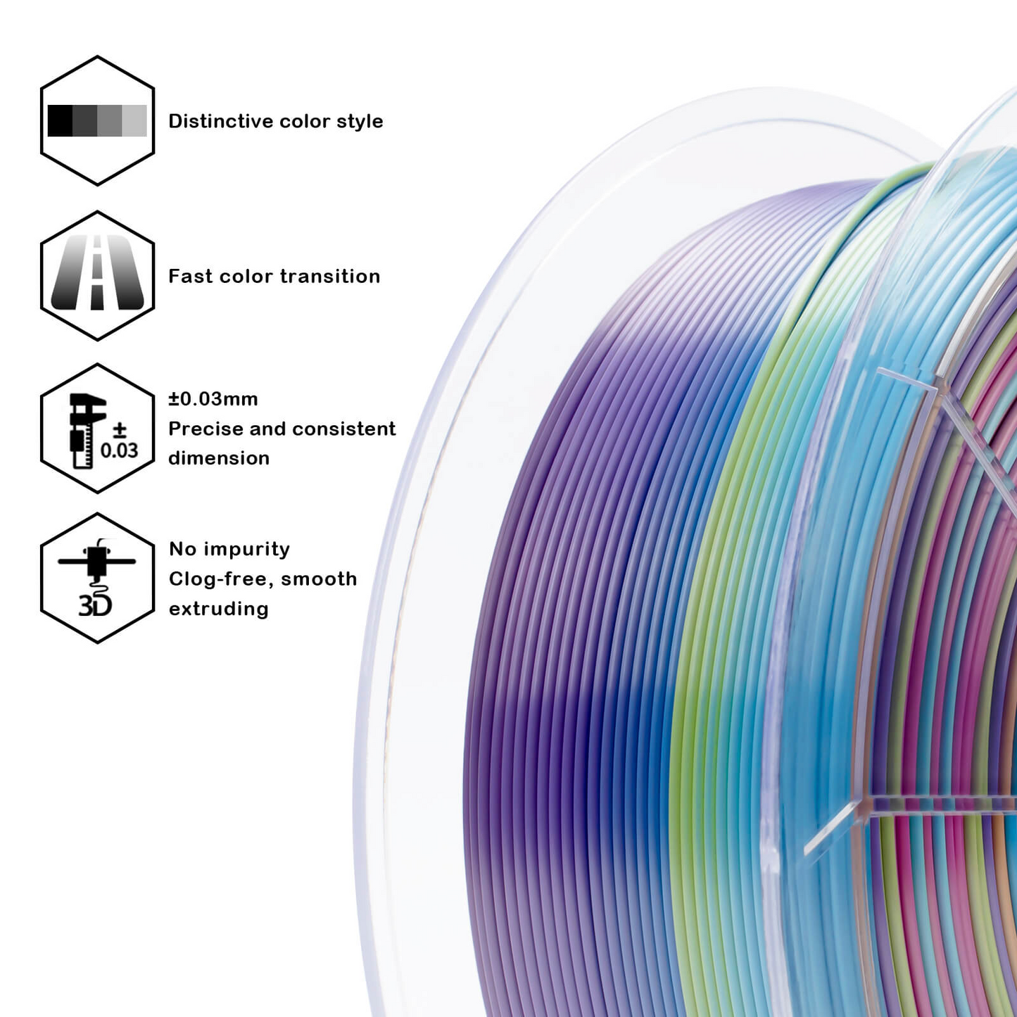 ZIRO Fast Gradient Silk PLA β Iridescent Prism (1.75mm, 1kg)