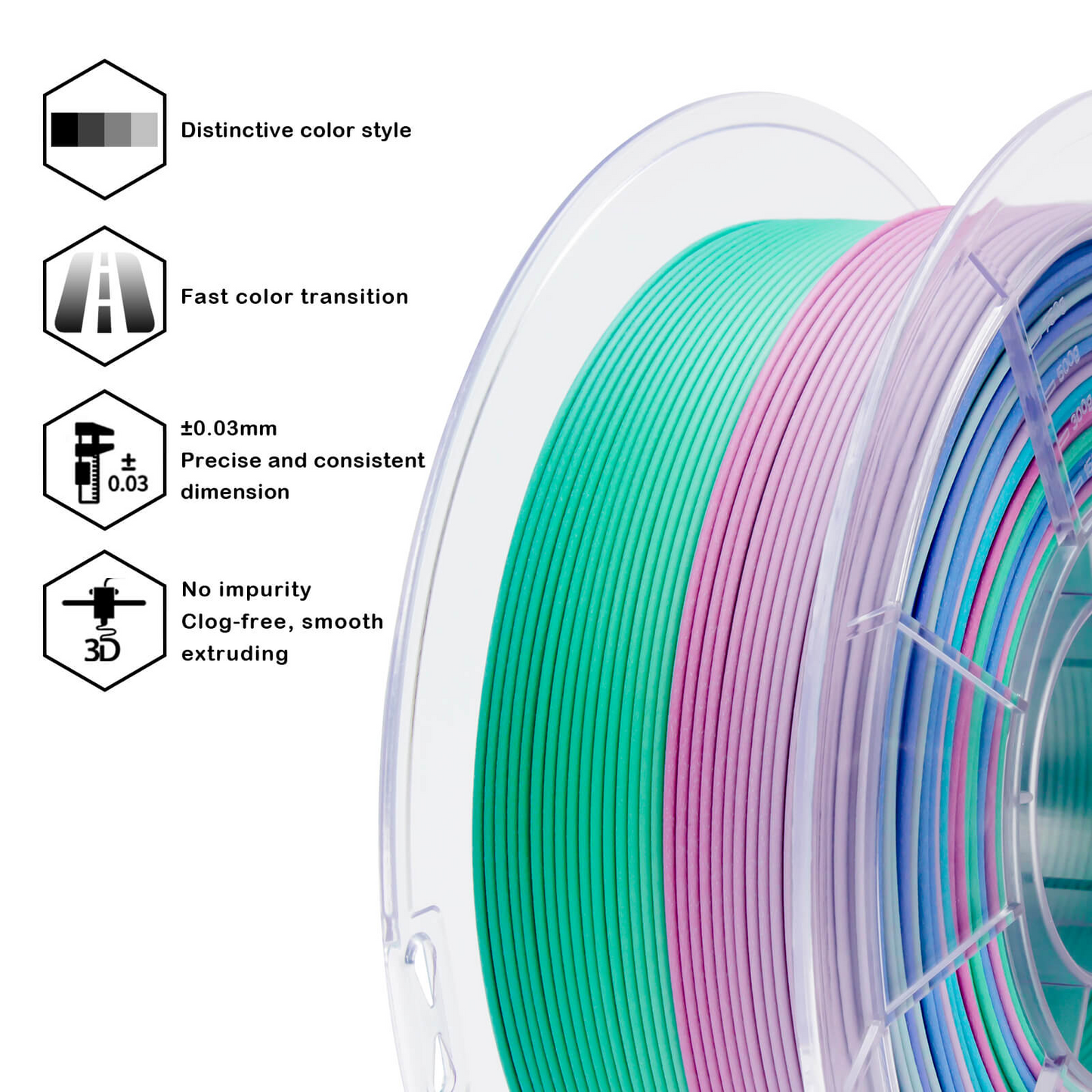 ZIRO Fast Gradient Matte PLA – Northern Lights (1.75mm, 1kg)