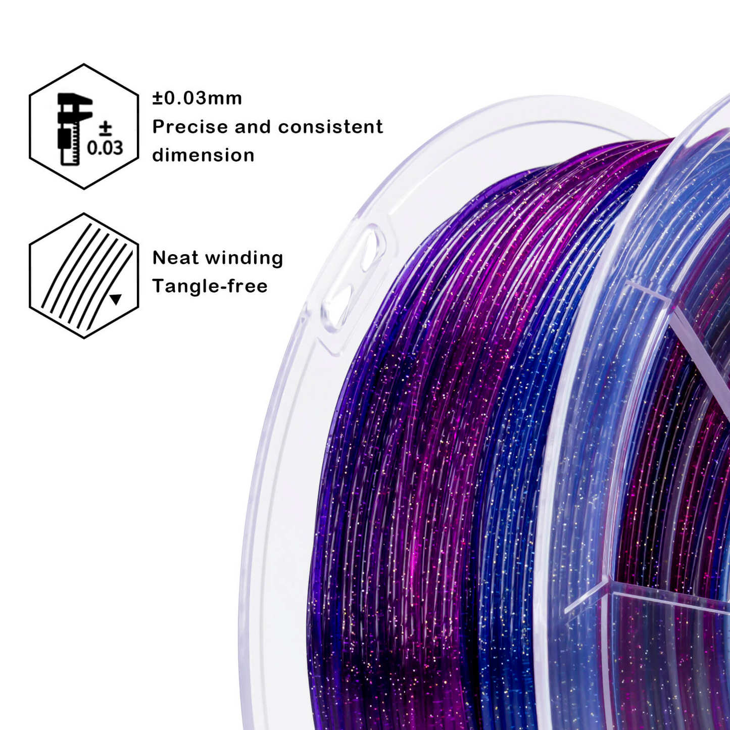 ZIRO Fast Gradient Twinkling Translucent PLA – Galaxy (1.75mm, 1kg)