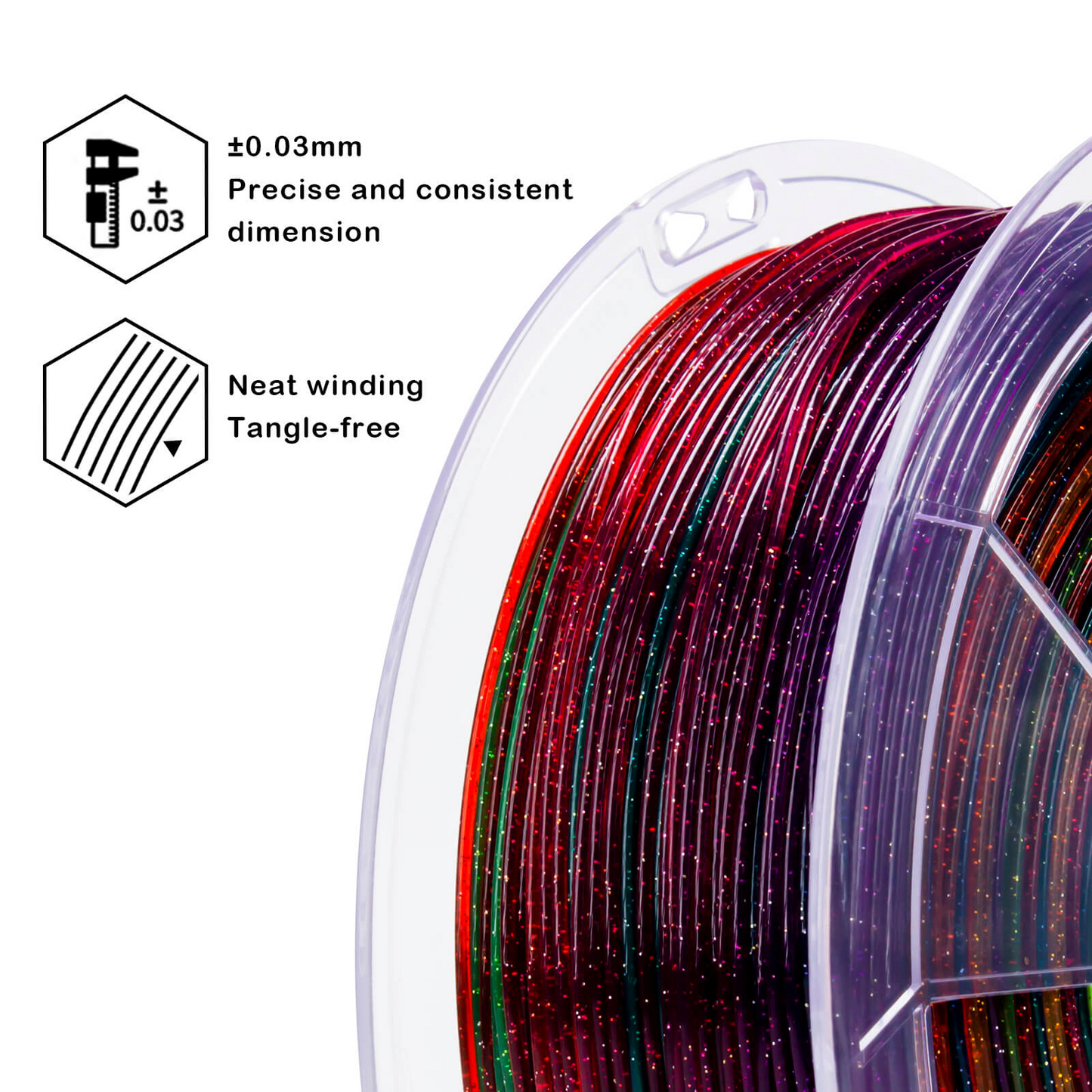 ZIRO Fast Gradient Twinkling Translucent PLA – Chromatic Glitter (1.75mm, 1kg)