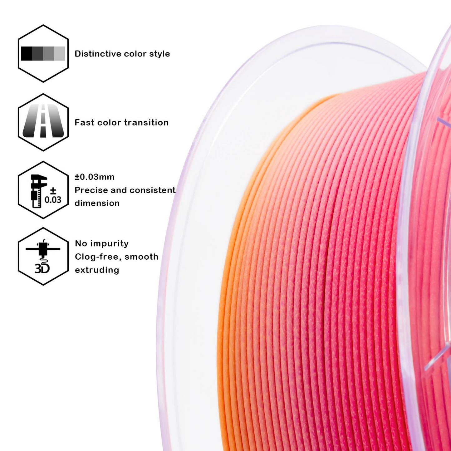 ZIRO Fast Gradient Matte PLA – Peachy Sunrise (1.75mm, 1kg)