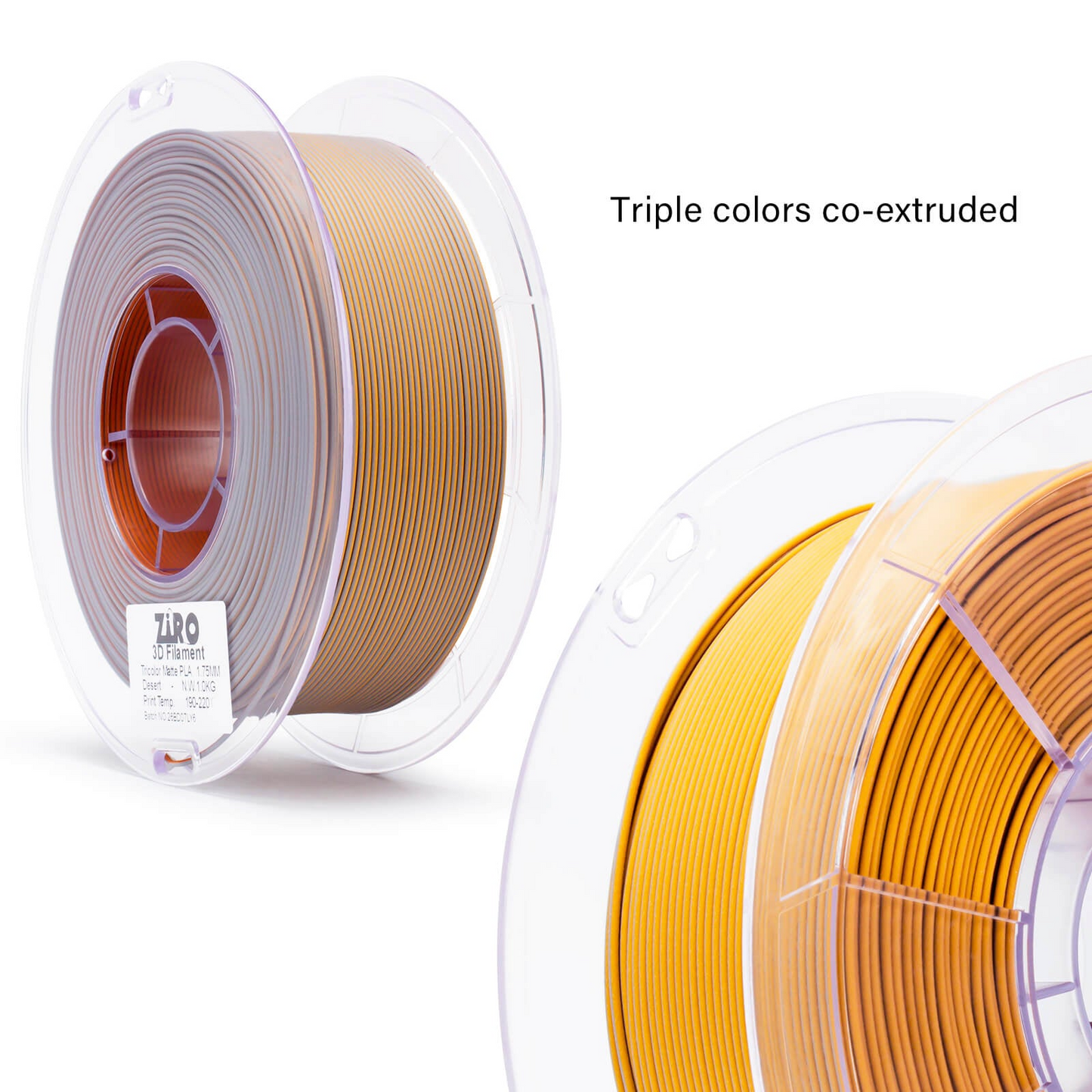ZIRO Tri-Color Matte PLA Filament – 1.75mm, Desert, 1kg