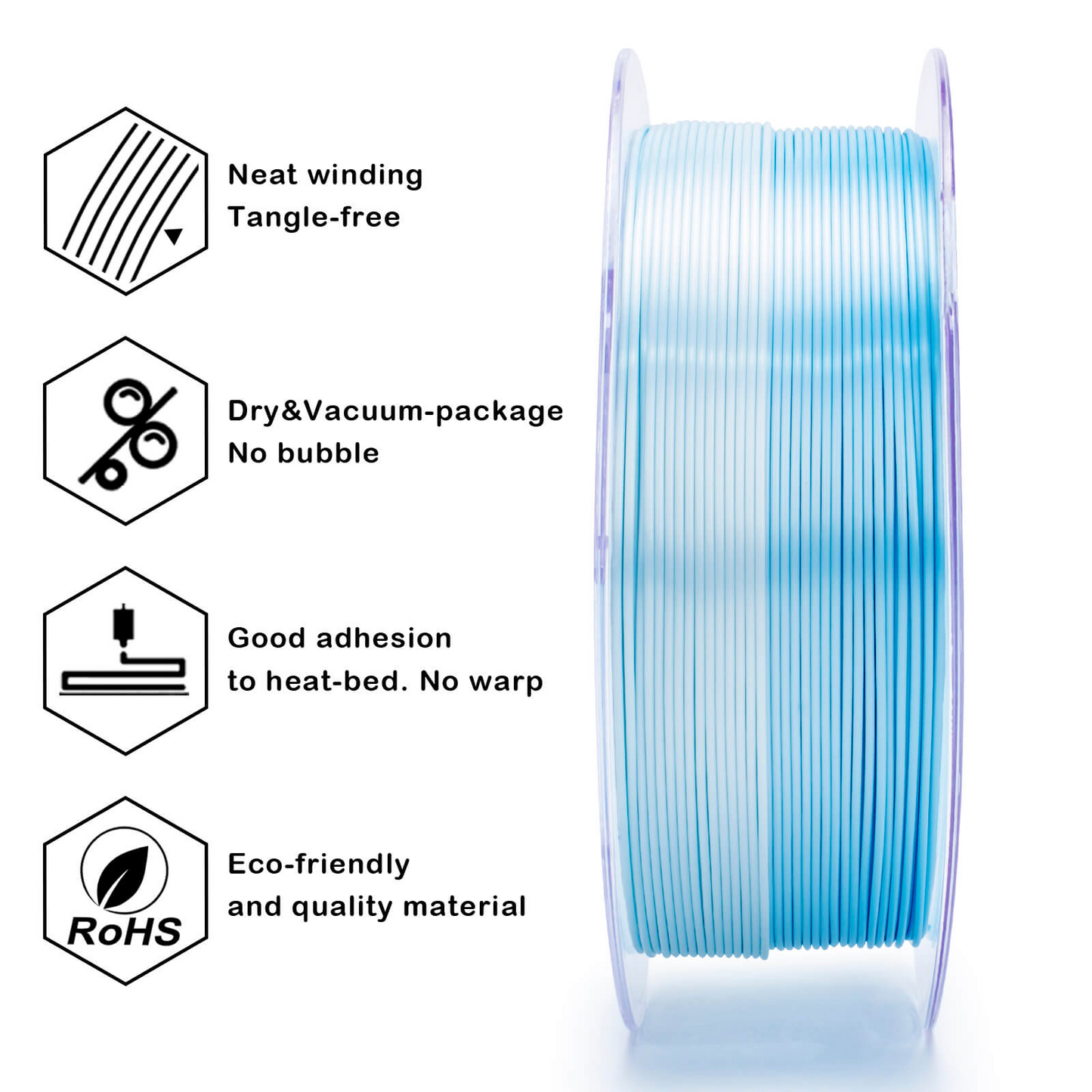 ZIRO Fast Gradient Silk PLA – Ice Blue (1.75mm, 1kg)