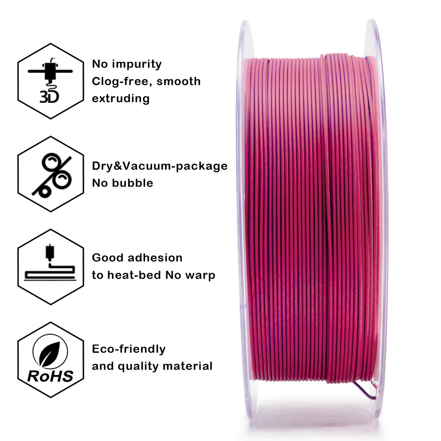 ZIRO Tri-Color Matte PLA Filament – 1.75mm, Frosted Berry, 1kg