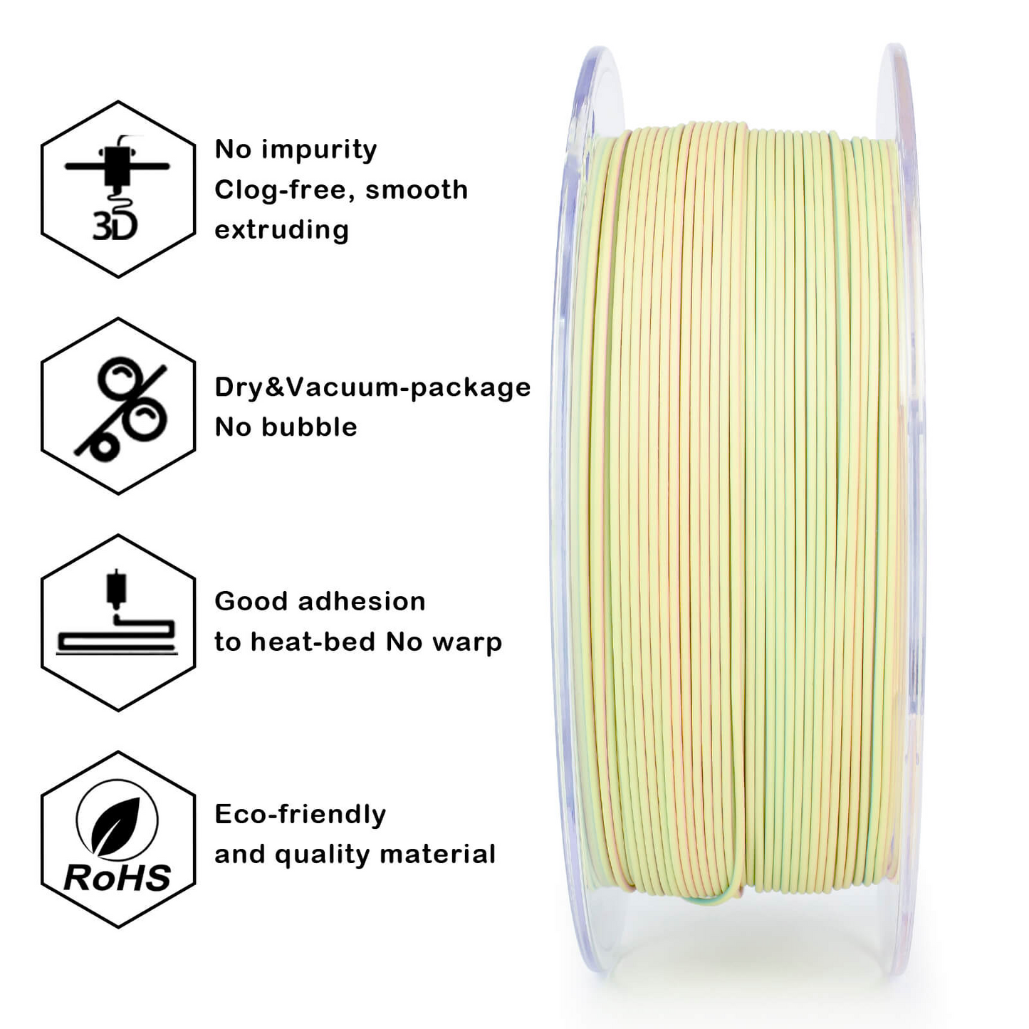 ZIRO Tri-Color Matte PLA Filament β 1.75mm, Colorful Mist, 1kg