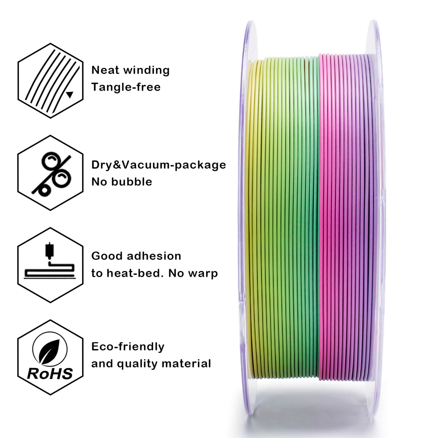 ZIRO Fast Gradient Matte PLA – Rainbow Blaze (1.75mm, 1kg)