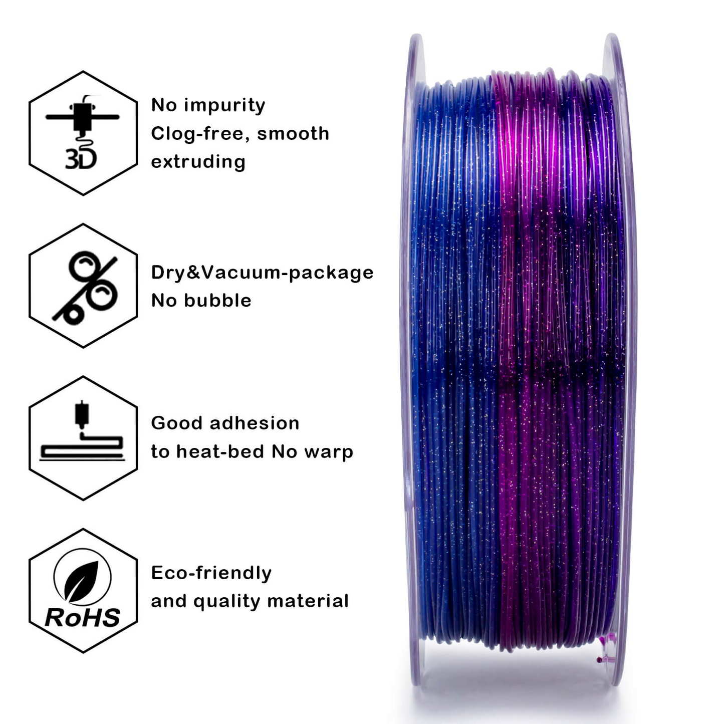 ZIRO Fast Gradient Twinkling Translucent PLA – Galaxy (1.75mm, 1kg)