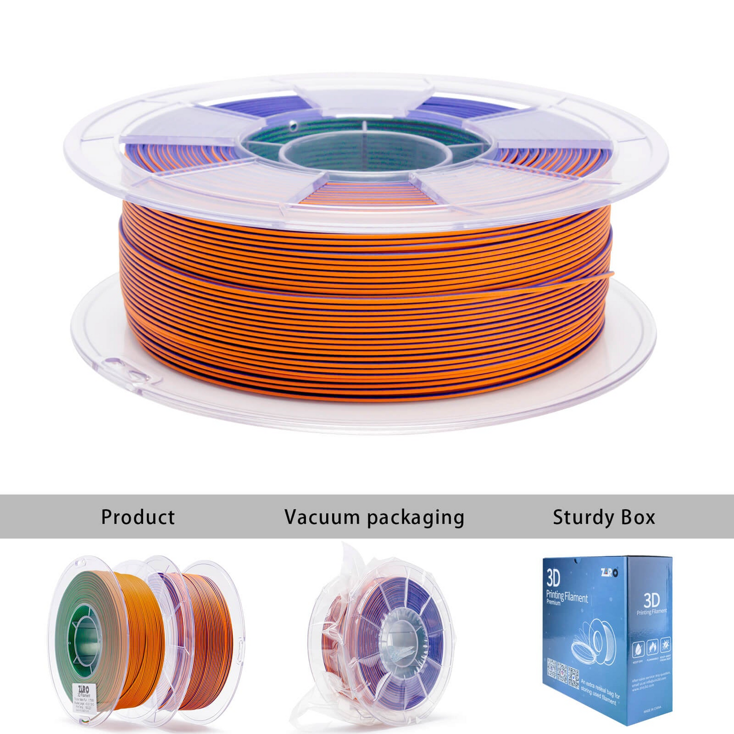 ZIRO Tri-Color Matte PLA Filament – 1.75mm, Rusted Jungle, 1kg