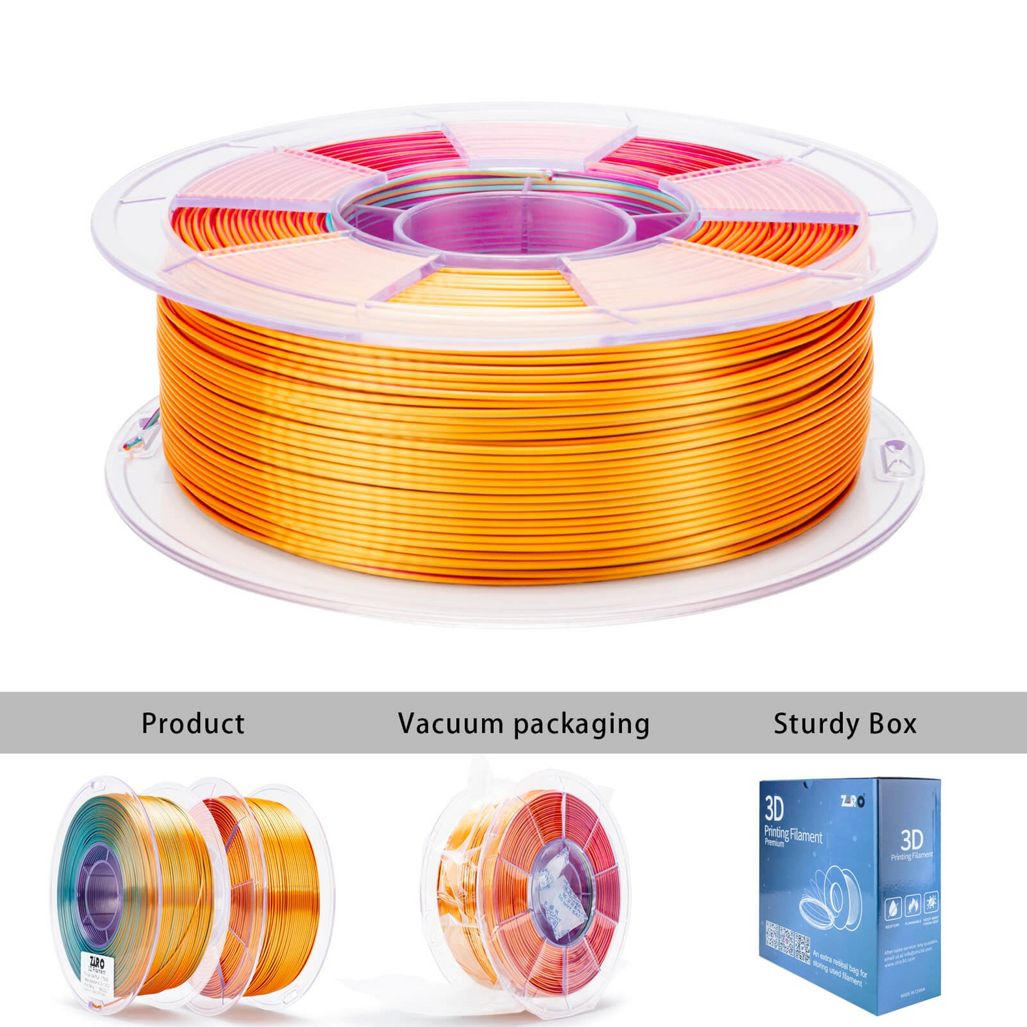 ZIRO Tri-Colour Silk PLA – Metal Blossom (1.75mm, 1kg)
