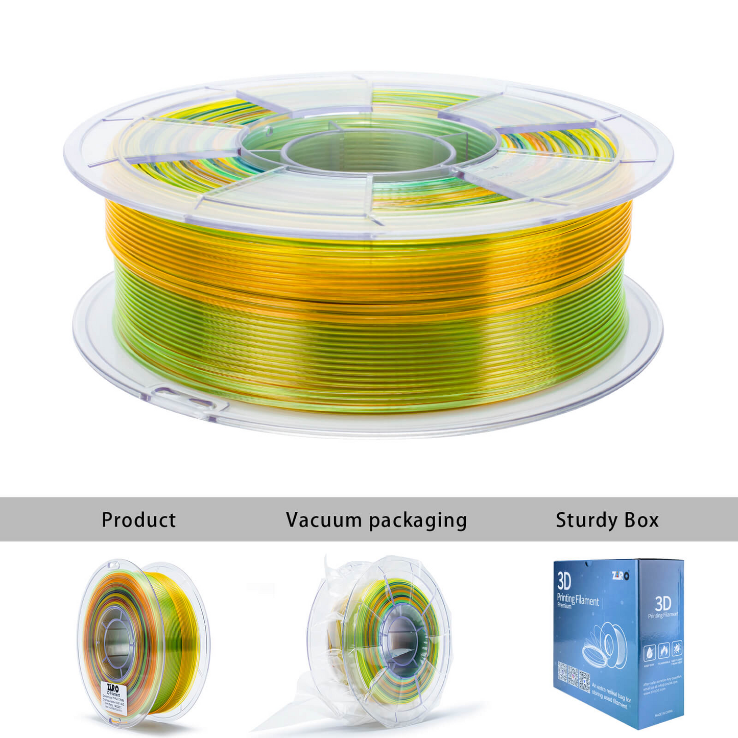 ZIRO Gradient Translucent PLA – Crystal Sunshine (1.75mm, 1kg)