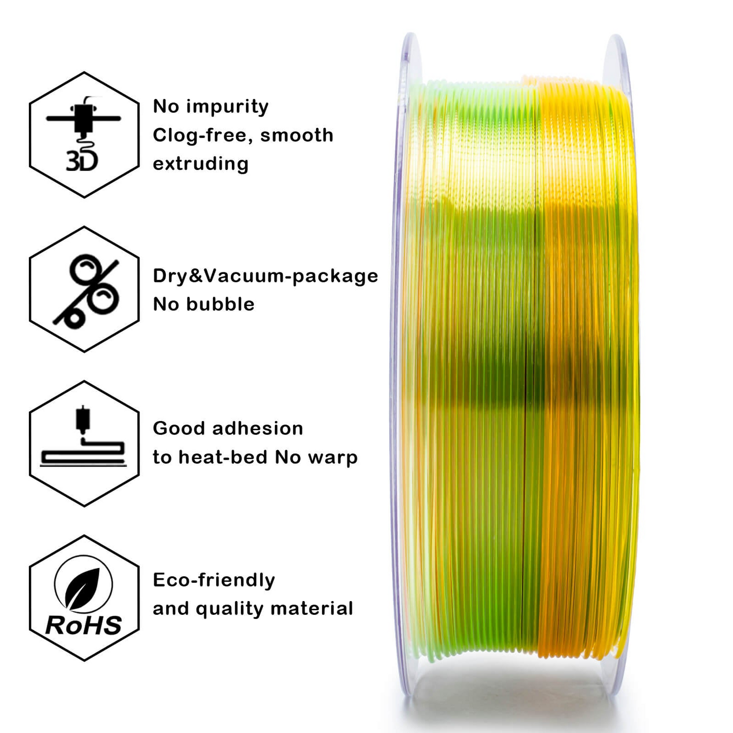 ZIRO Gradient Translucent PLA – Crystal Sunshine (1.75mm, 1kg)