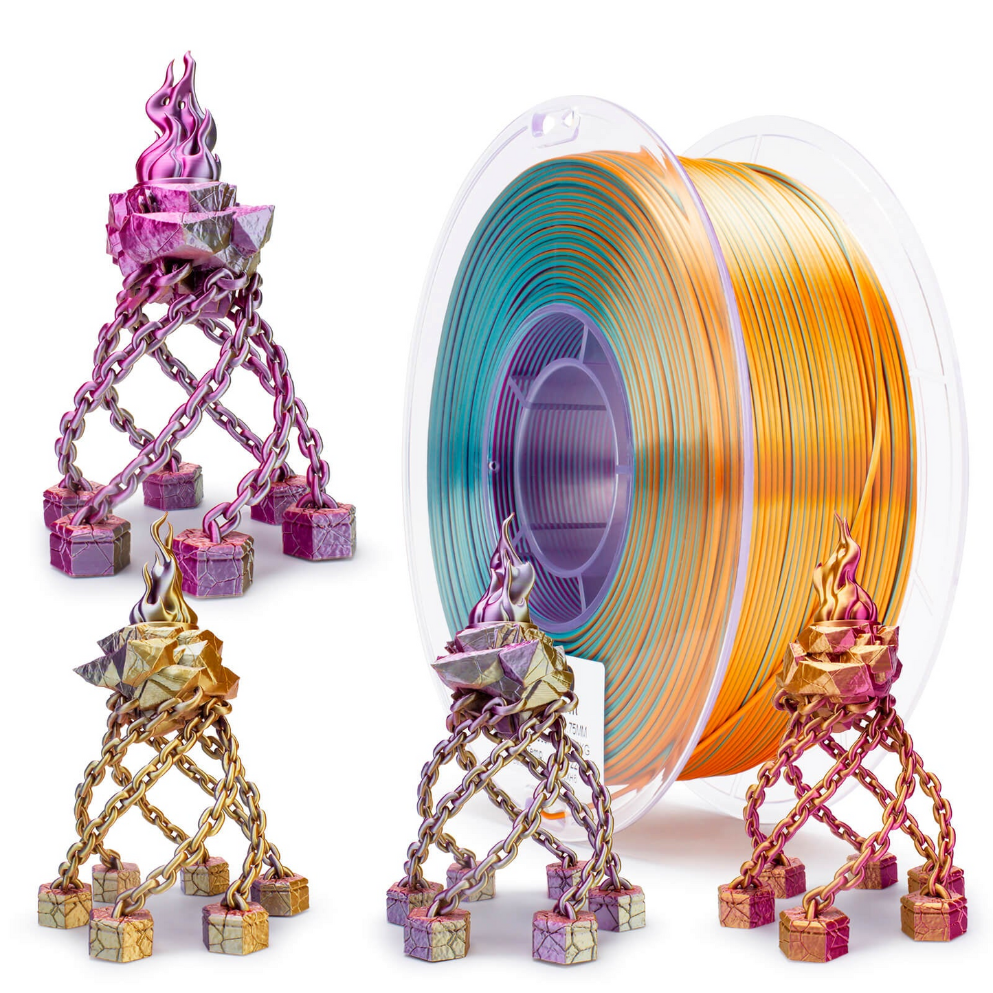 ZIRO Tri-Colour Silk PLA – Metal Blossom (1.75mm, 1kg)