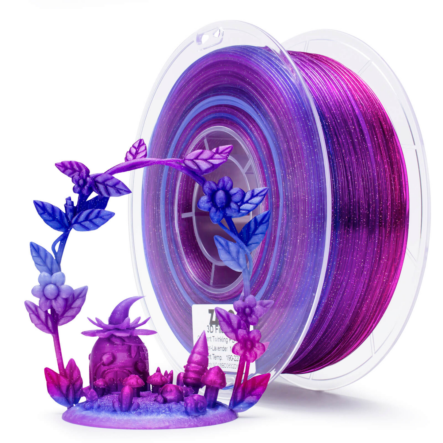ZIRO Fast Gradient Twinkling Translucent PLA – Lavender (1.75mm, 1kg)
