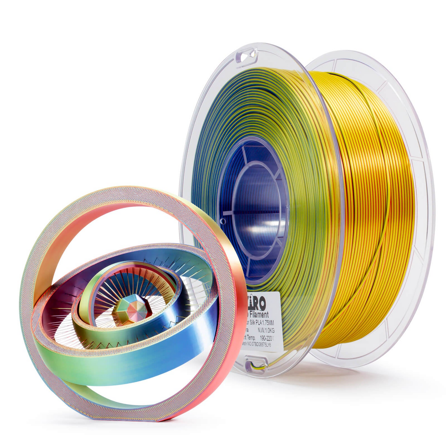 ZIRO Tri-Color Silk PLA Filament – 1.75mm, Aurora, 1kg