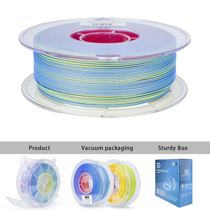 ZIRO Tri-Color Matte PLA Filament – 1.75mm, Neon, 1kg