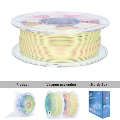 ZIRO Tri-Color Matte PLA Filament – 1.75mm, Colorful Mist, 1kg