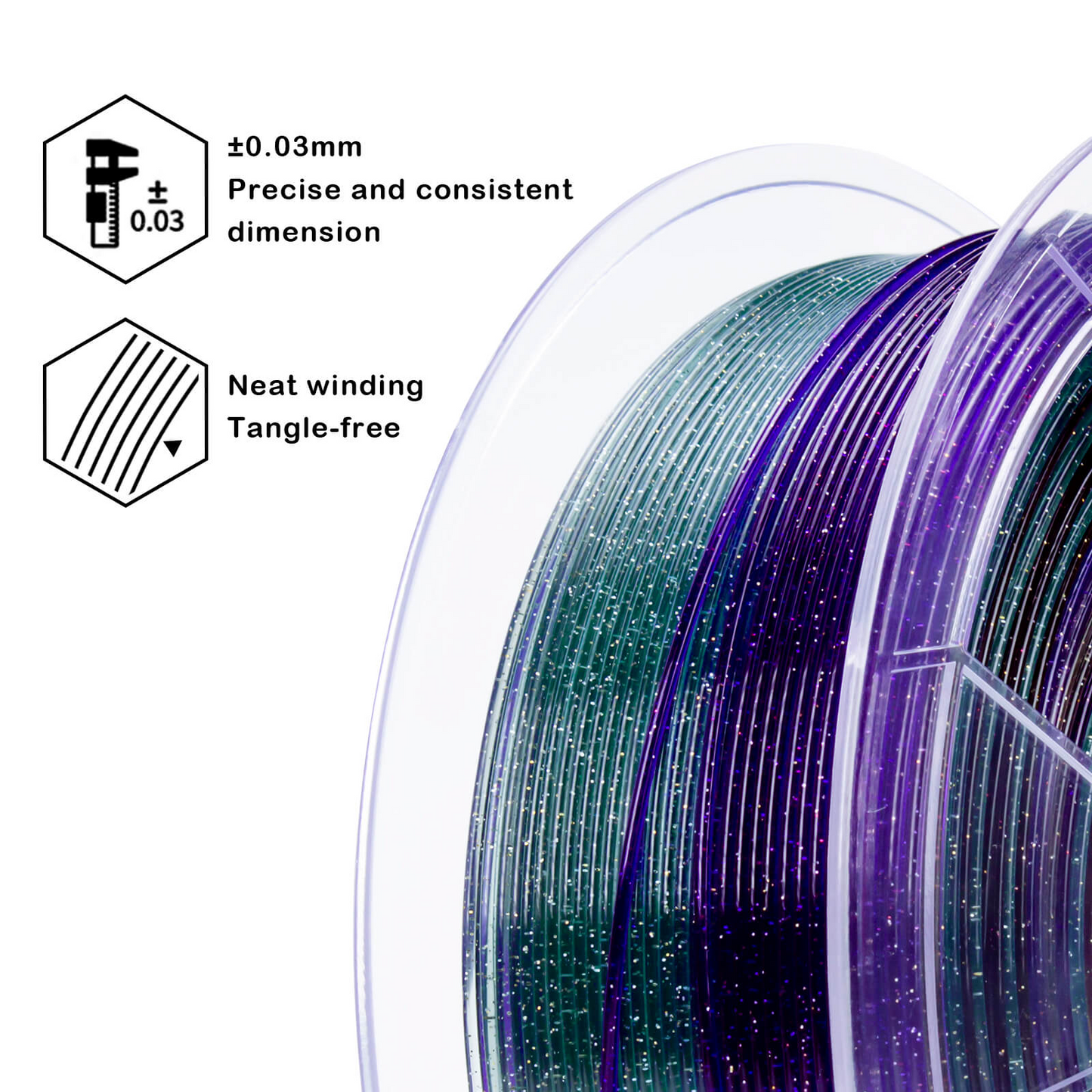 ZIRO Fast Gradient Twinkling Translucent PLA – Luxury Nightfall (1.75mm, 1kg)