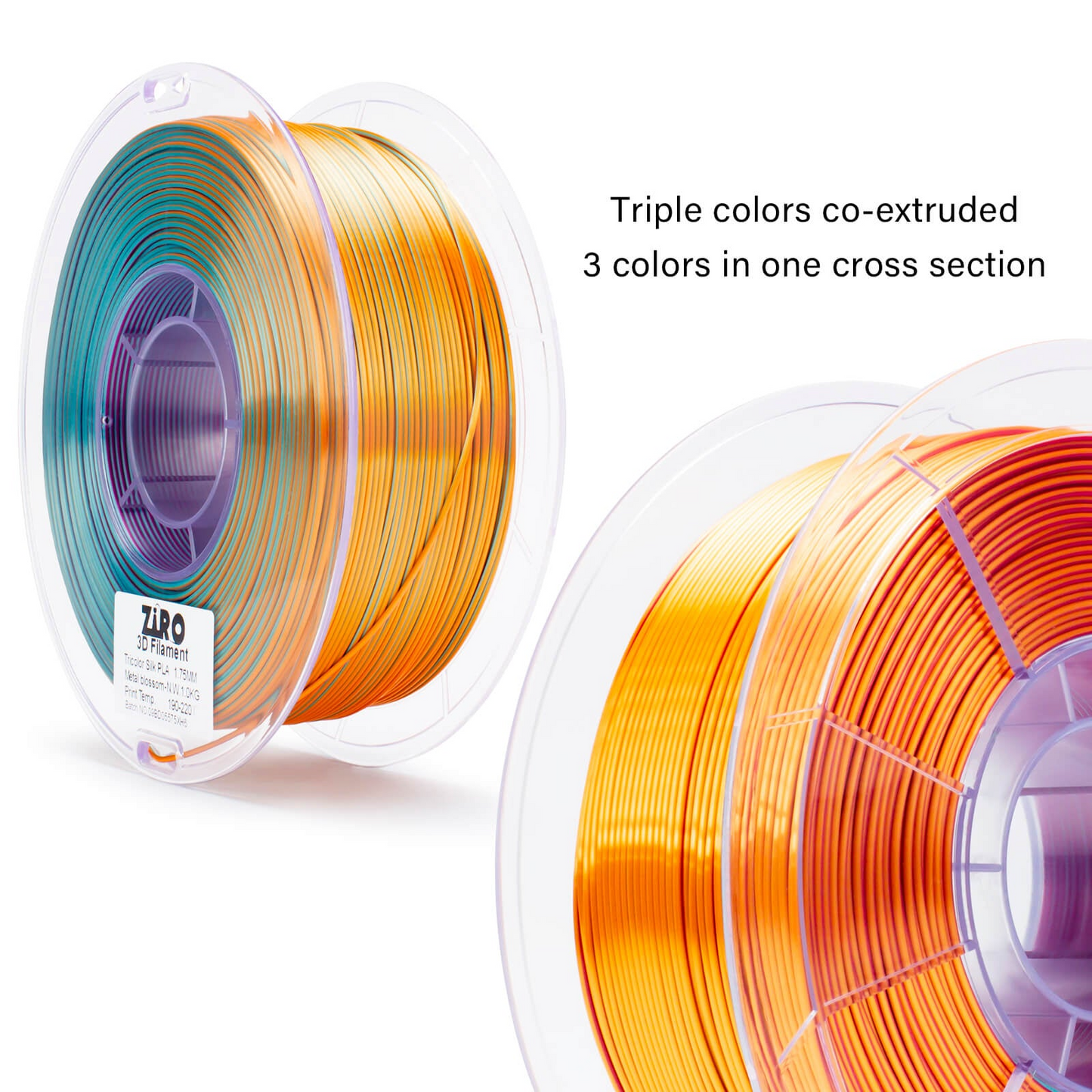 ZIRO Tri-Colour Silk PLA – Metal Blossom (1.75mm, 1kg)