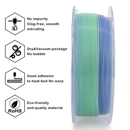 ZIRO Rainbow Glow-in-the-Dark PLA Filament – 1.75mm, 1kg