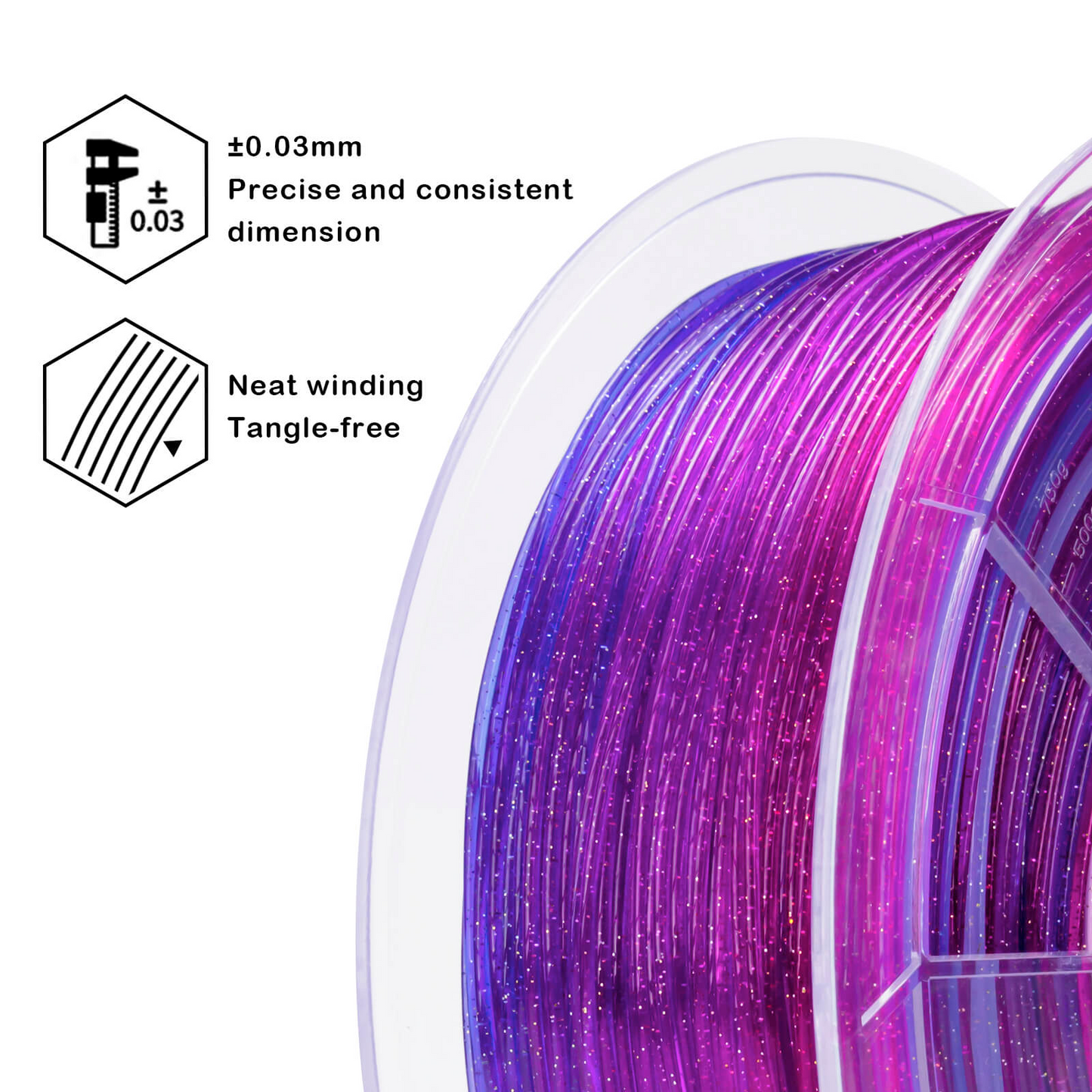 ZIRO Fast Gradient Twinkling Translucent PLA – Lavender (1.75mm, 1kg)