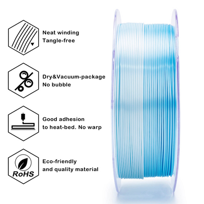 ZIRO Fast Gradient Silk PLA – Ice Blue (1.75mm, 1kg)