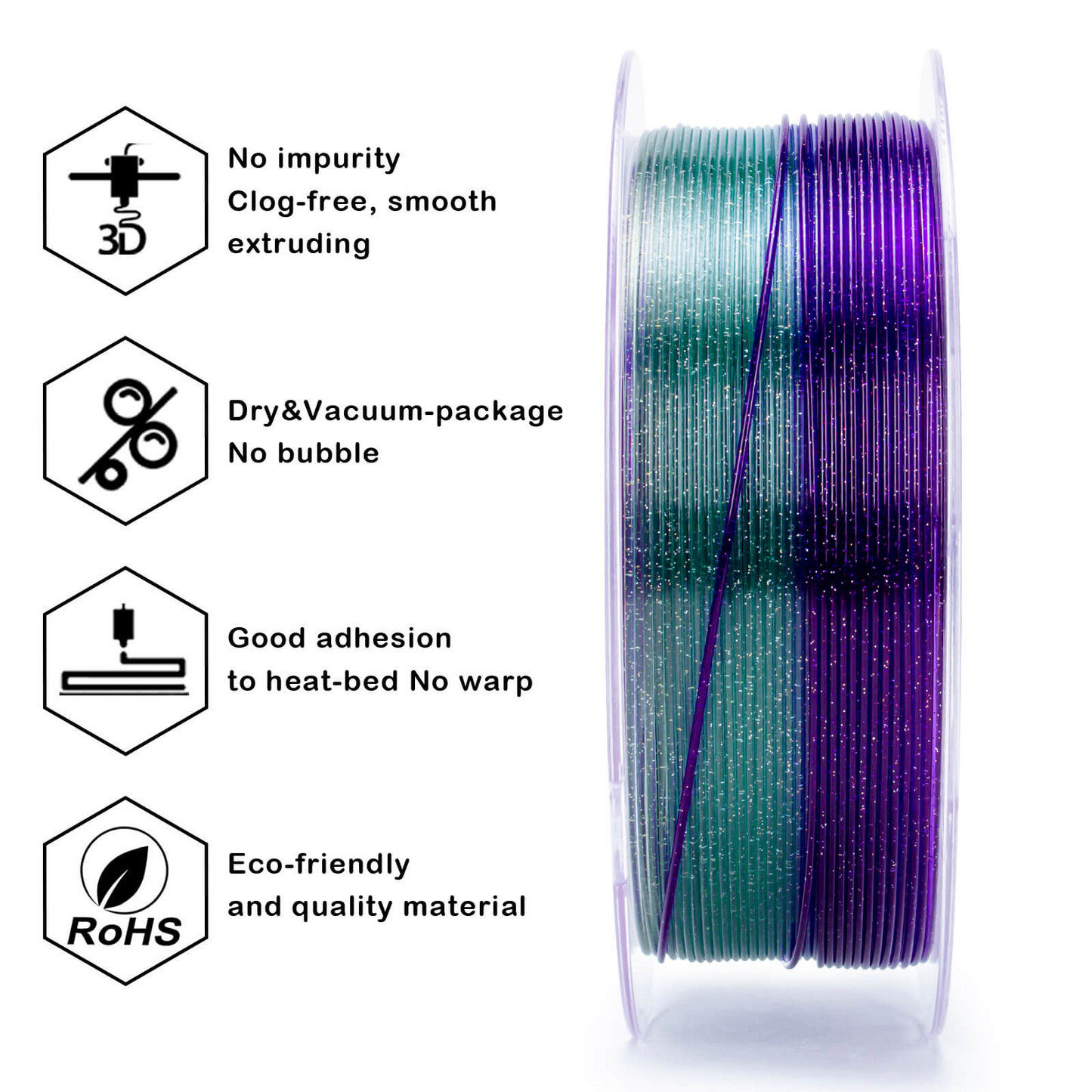 ZIRO Fast Gradient Twinkling Translucent PLA – Luxury Nightfall (1.75mm, 1kg)