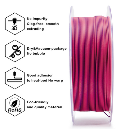 ZIRO Tri-Color Matte PLA Filament – 1.75mm, Frosted Berry, 1kg