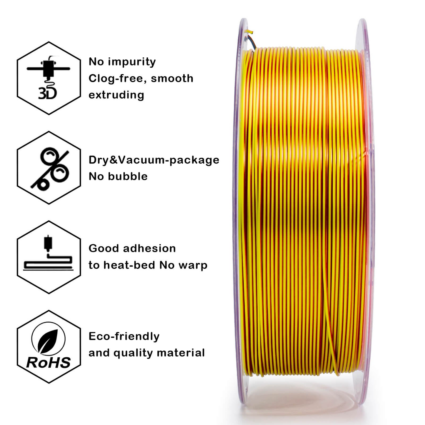 ZIRO Tri-Color Silk PLA Filament – 1.75mm, Aurora, 1kg