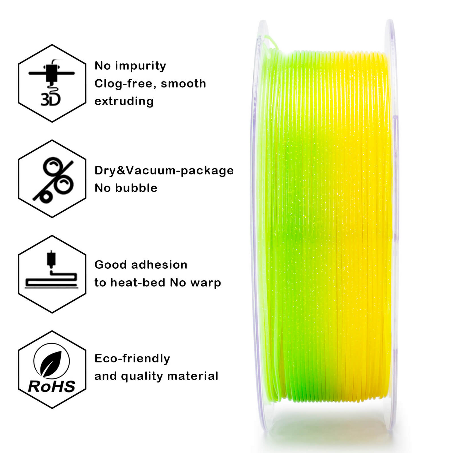 ZIRO Fast Gradient Twinkling Translucent PLA – White Lily (1.75mm, 1kg)