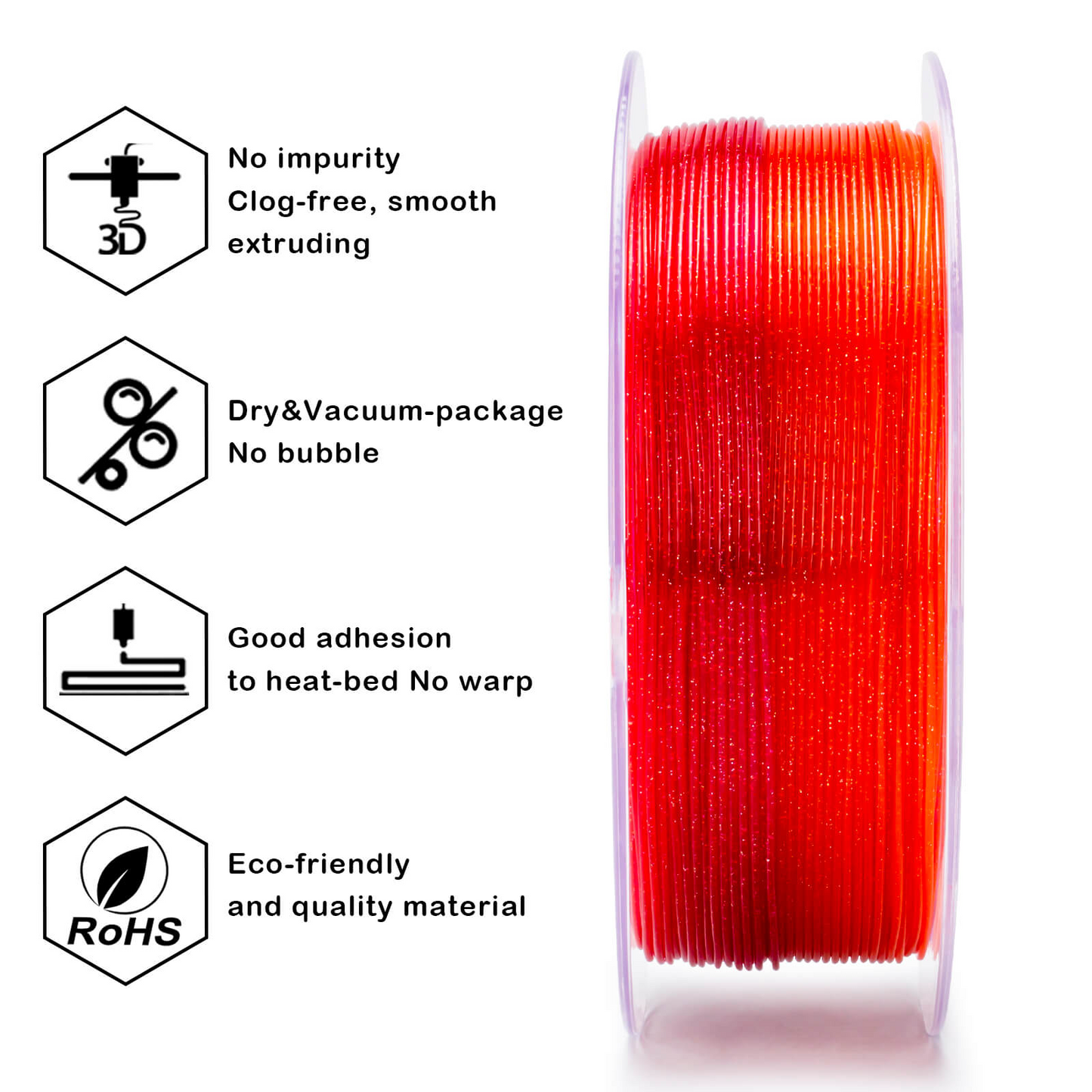 ZIRO Fast Gradient Twinkling Translucent PLA – Rose (1.75mm, 1kg)