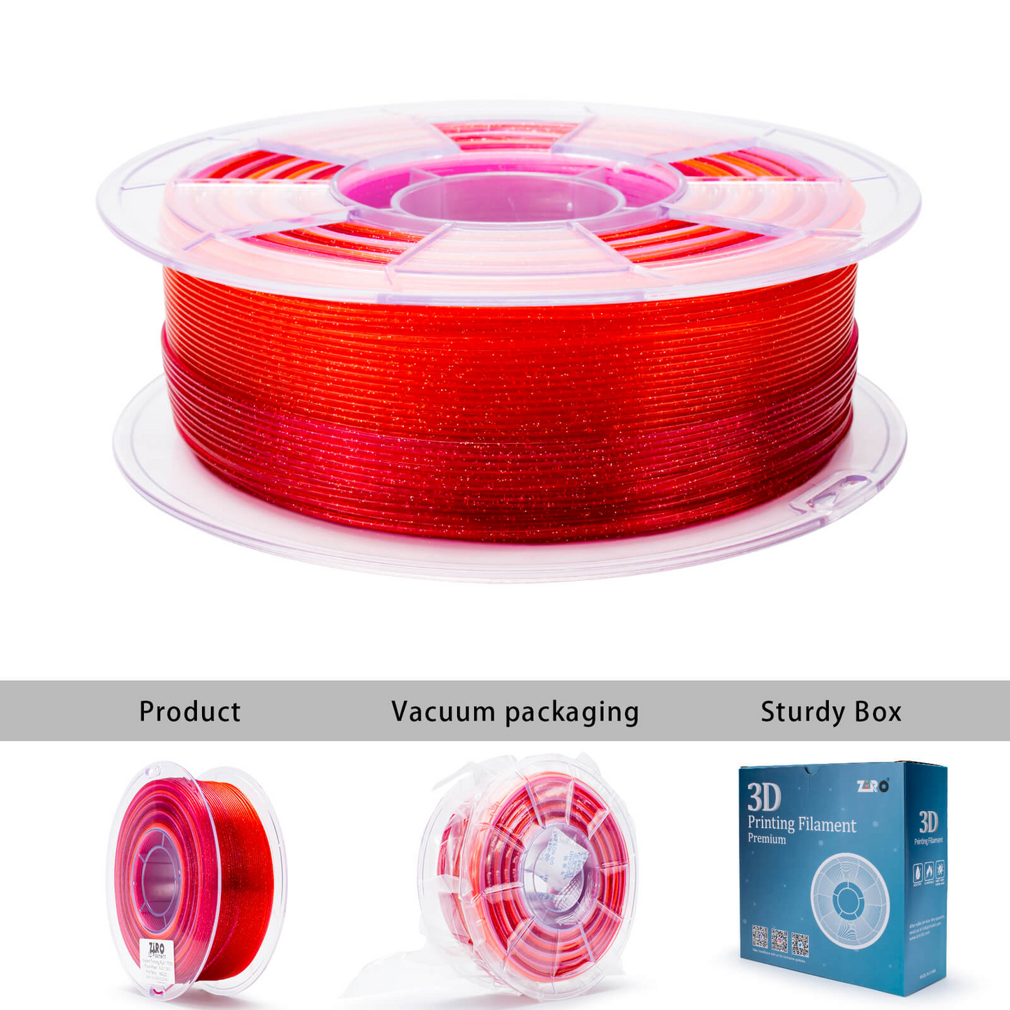 ZIRO Fast Gradient Twinkling Translucent PLA – Rose (1.75mm, 1kg)
