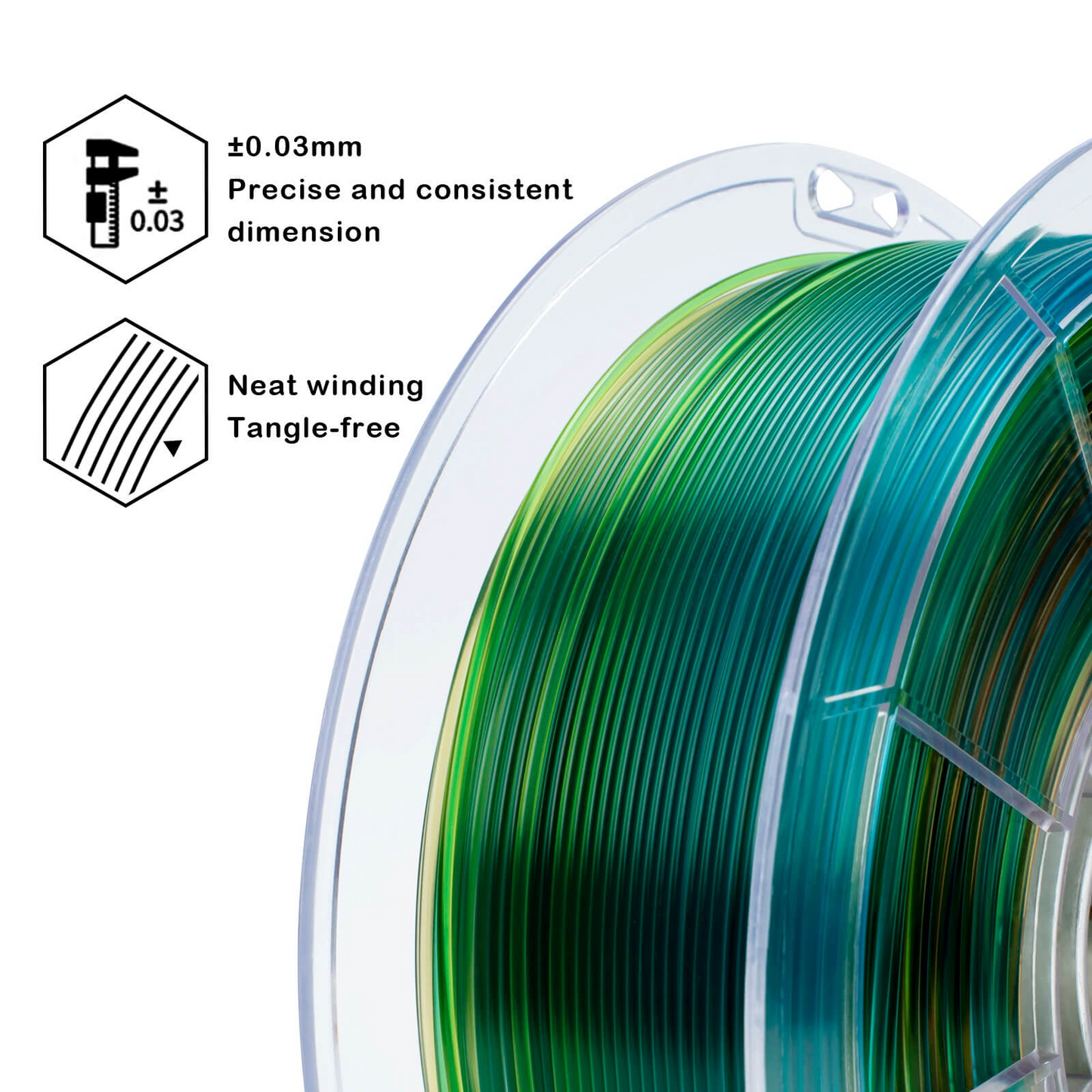 ZIRO Gradient Translucent PLA – Crystal Wave (1.75mm, 1kg)