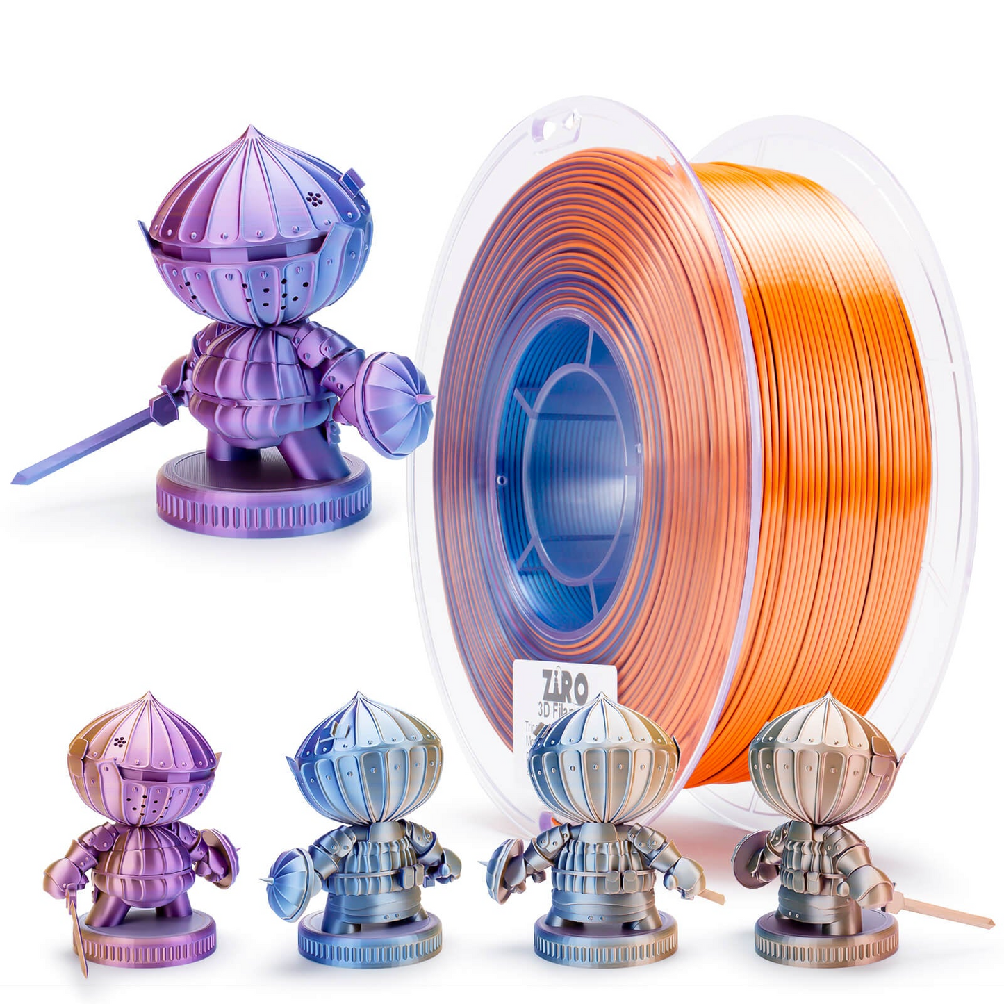 ZIRO Tri-Color Silk PLA Filament – 1.75mm, Moonlit Lake, 1kg